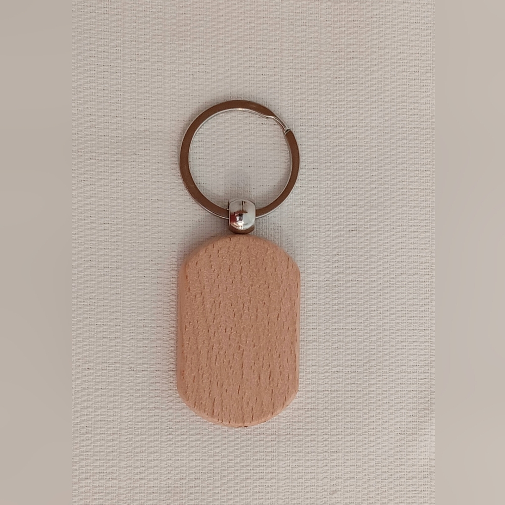 Wooden Keychain with Sun and Mountain Design - Picture 2 of 3